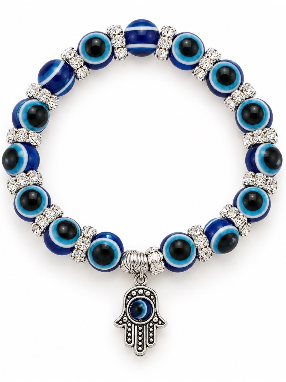 Blue Hamsa Evil Eye Stretch Bracelet • BRAND NEW